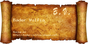 Bader Vulfia névjegykártya